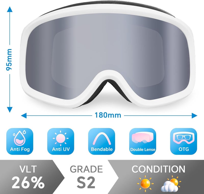 Keary Ski Goggles Men Women Snowboard Goggles Snow Goggles for Adult Youth OTG 100% UV Protection Snowboarding Goggle - Image 2